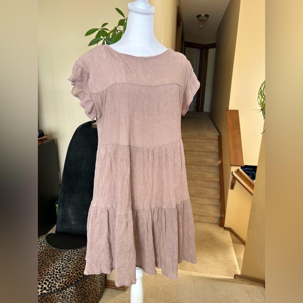 Bluivy Mauve Tiered Babyoll Mini Dress